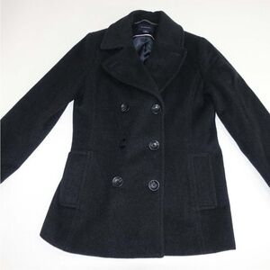 Women's Lands End Black Peacoat